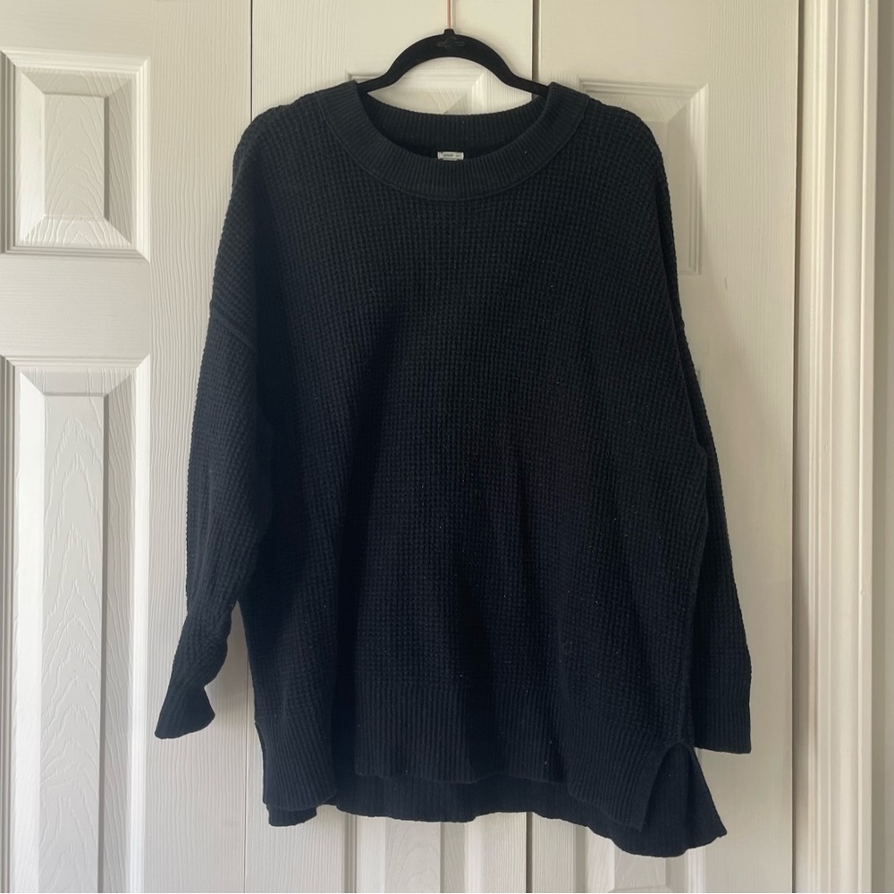 Waffle Oversized Crew Sweater